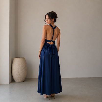 Vestido July Azul Seda
