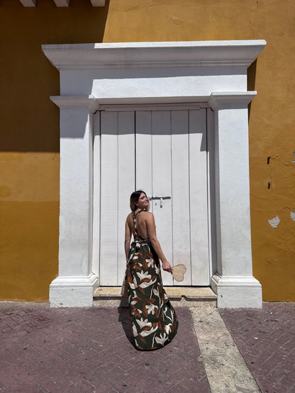 Vestido July estampado floral verde