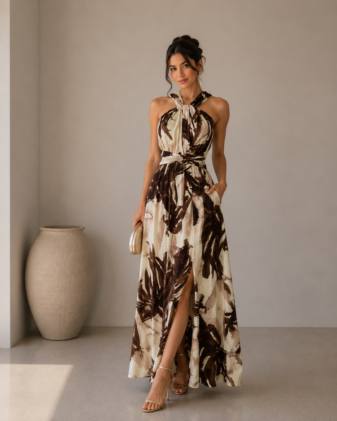Vestido July Estampado Café
