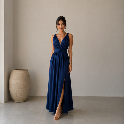 Vestido July Azul Seda
