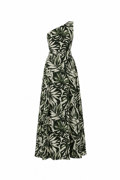Vestido Tropical Estampado Floral Verde