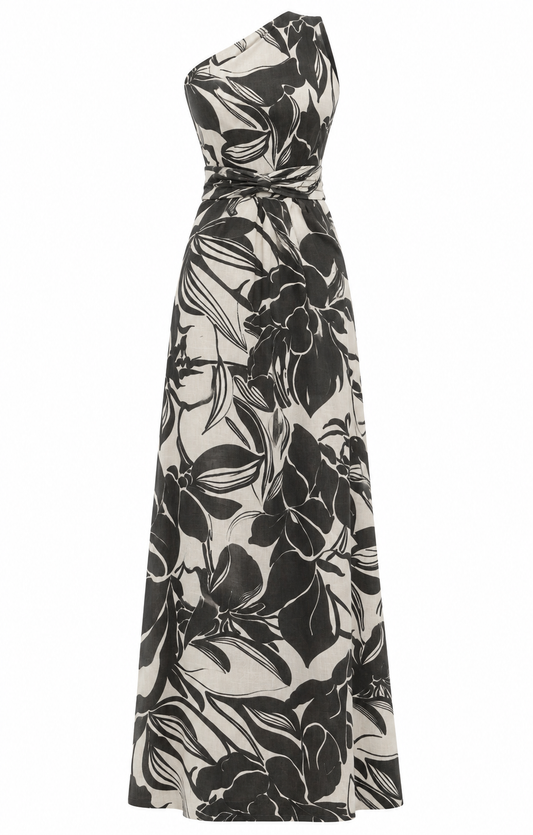 Vestido Tropical Floral Gris