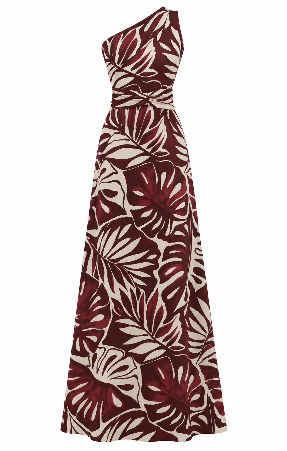 Vestido Tropical Estampado Floral Vinotinto