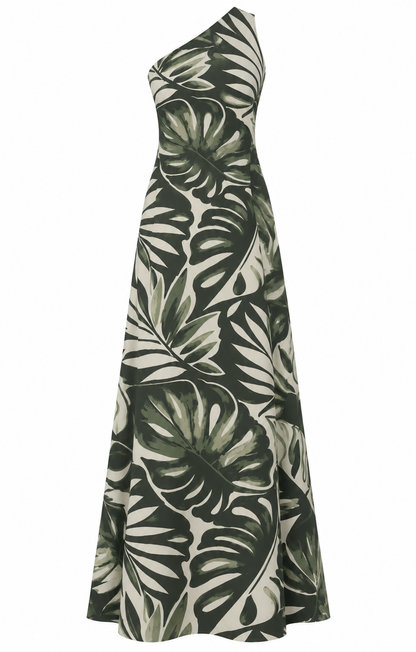 Vestido Tropical Estampado Floral Verde