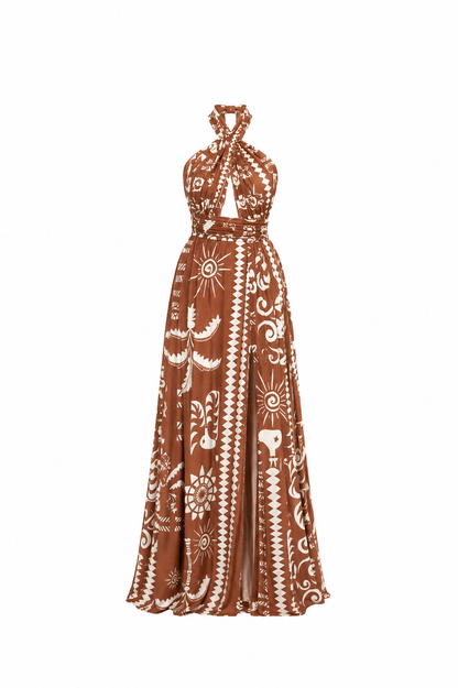 Vestido July estampado café