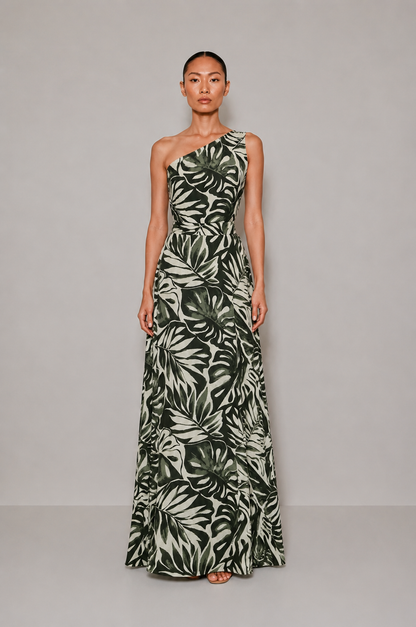 Vestido Tropical Estampado Floral Verde