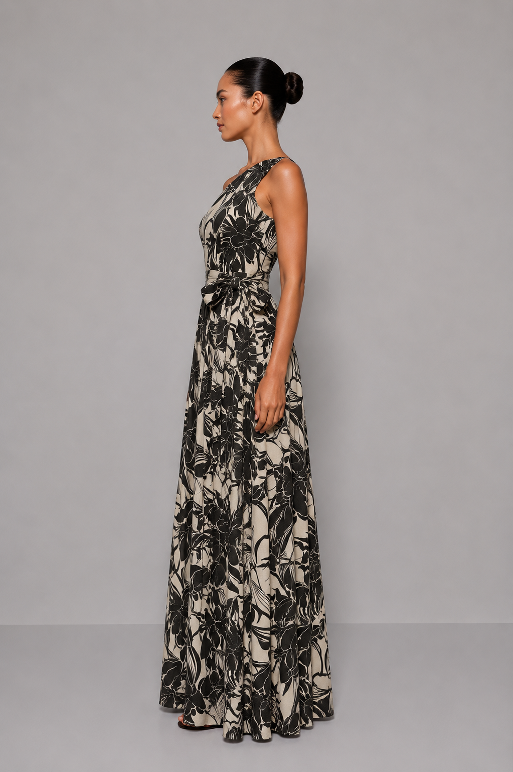 Vestido Tropical Floral Gris