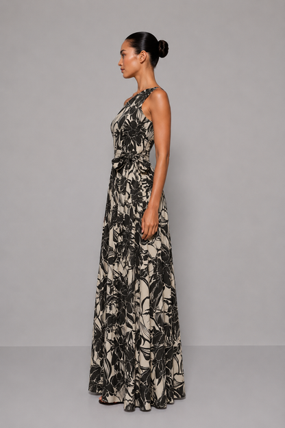 Vestido Tropical Floral Gris