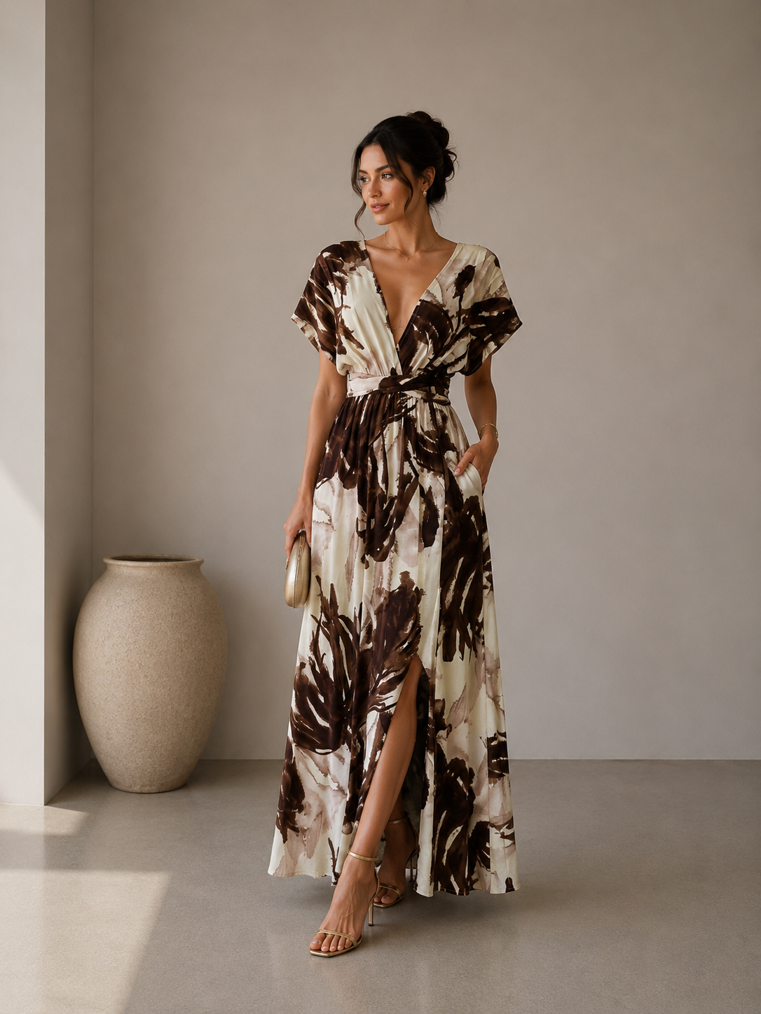 Vestido July Estampado Café