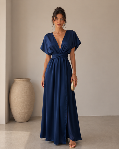 Vestido July Azul Seda