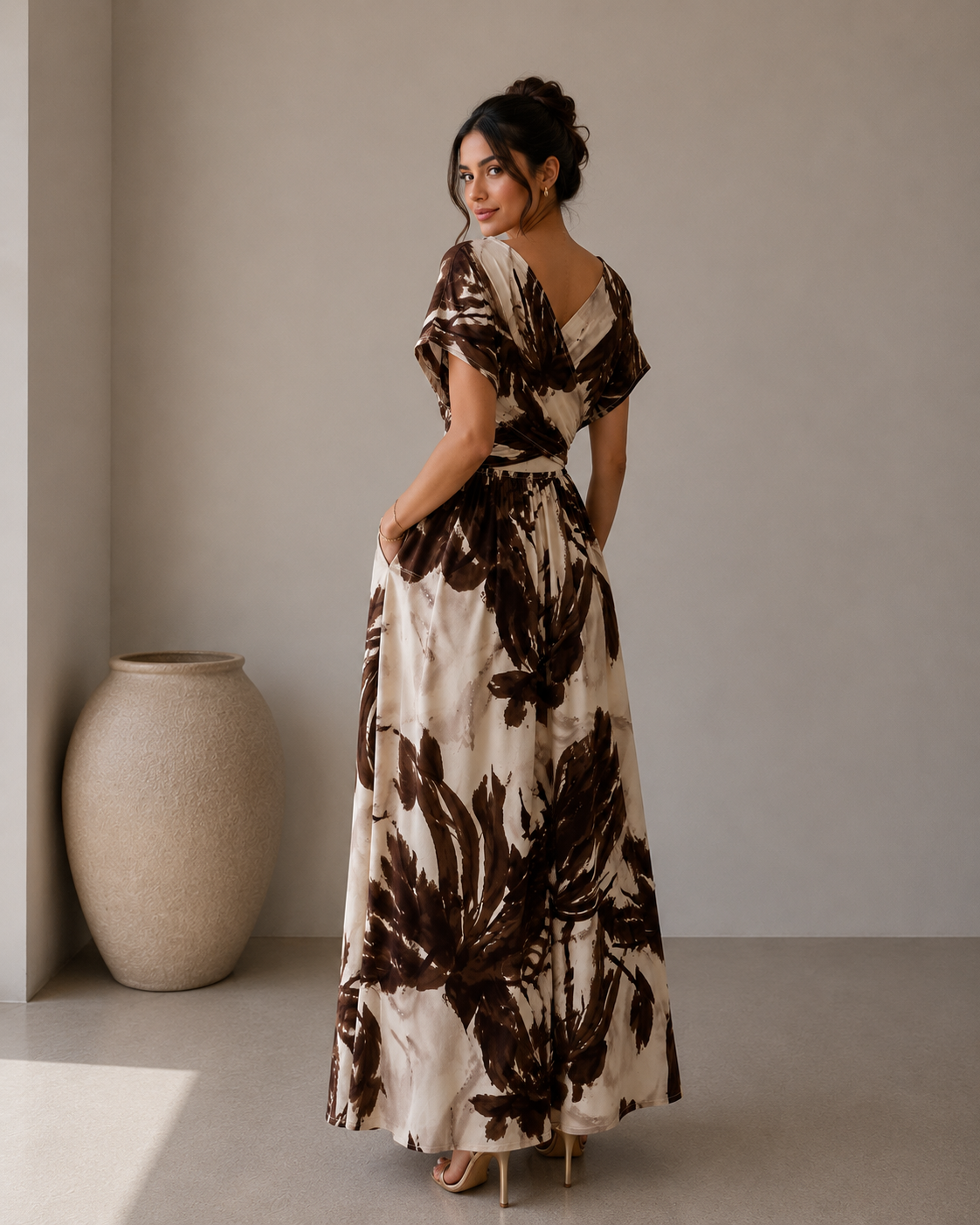 Vestido July Estampado Café