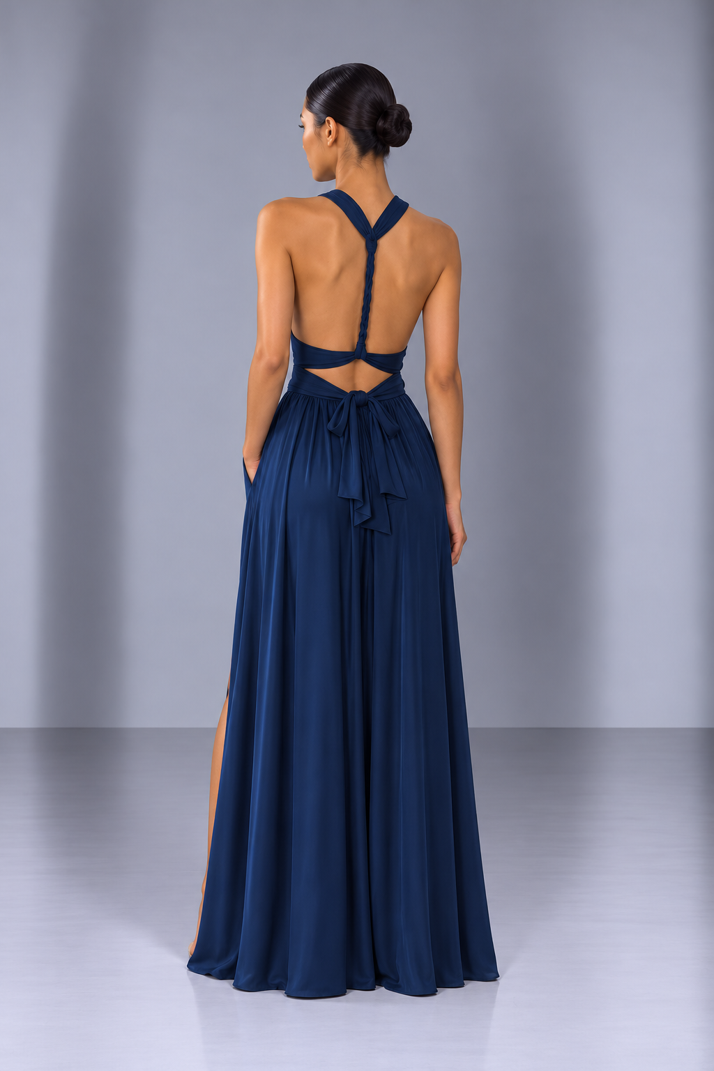 Vestido July Azul Seda