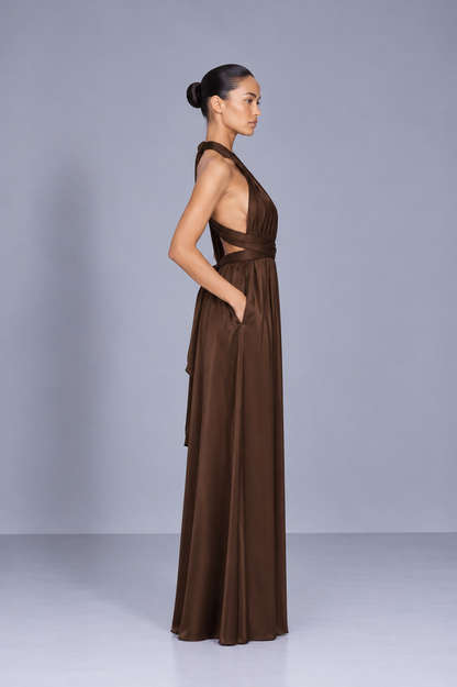 Vestido July Café seda