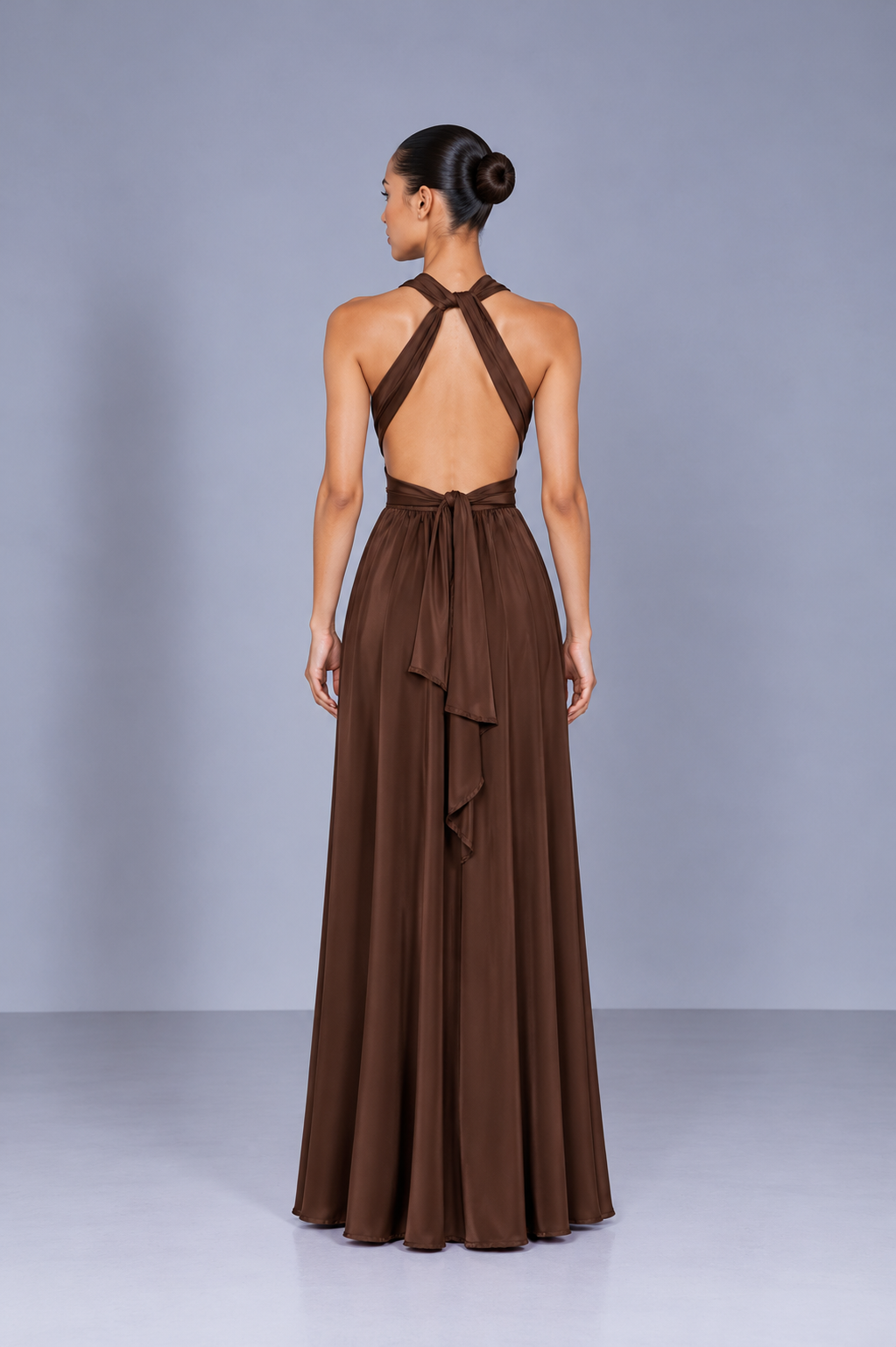 Vestido July Café seda