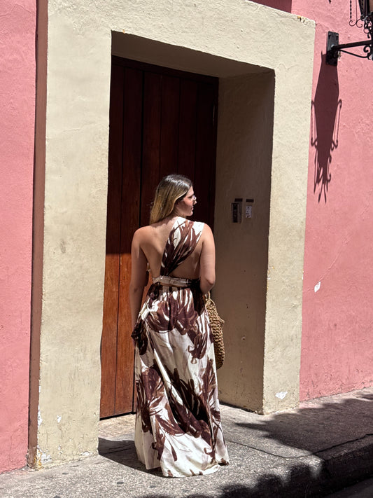 Vestido July Estampado Café