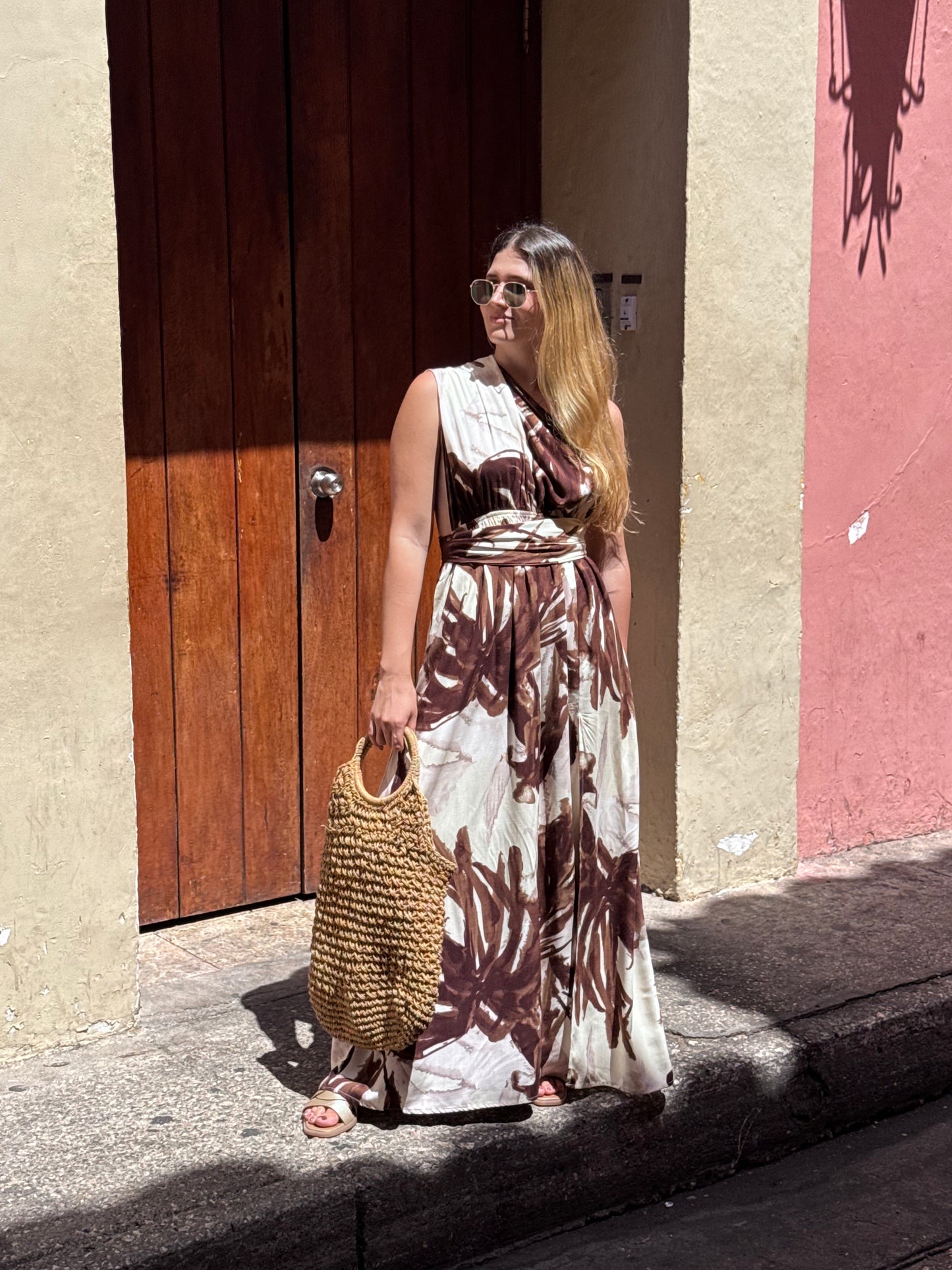 Vestido July Estampado Café
