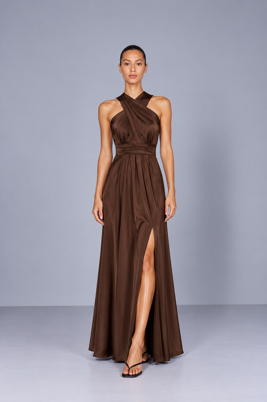 Vestido July Café seda