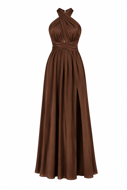 Vestido July Café seda
