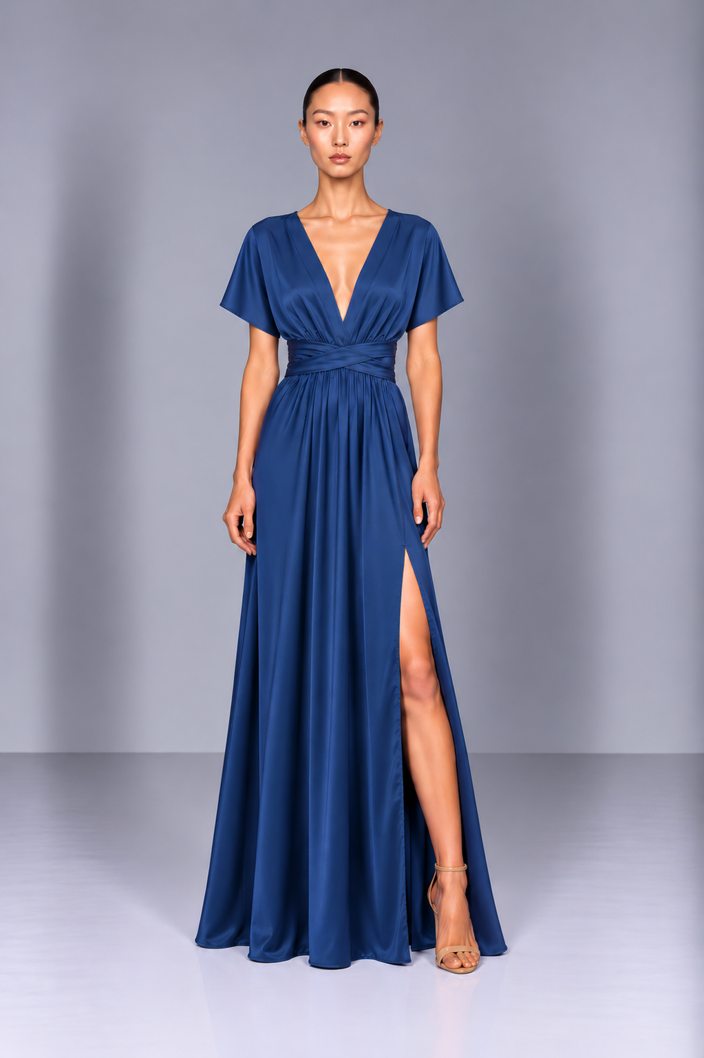 Vestido July Azul Seda