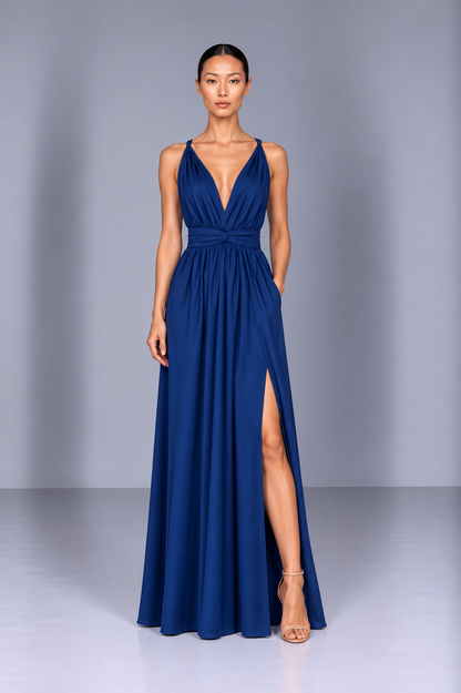 Vestido July Azul Seda