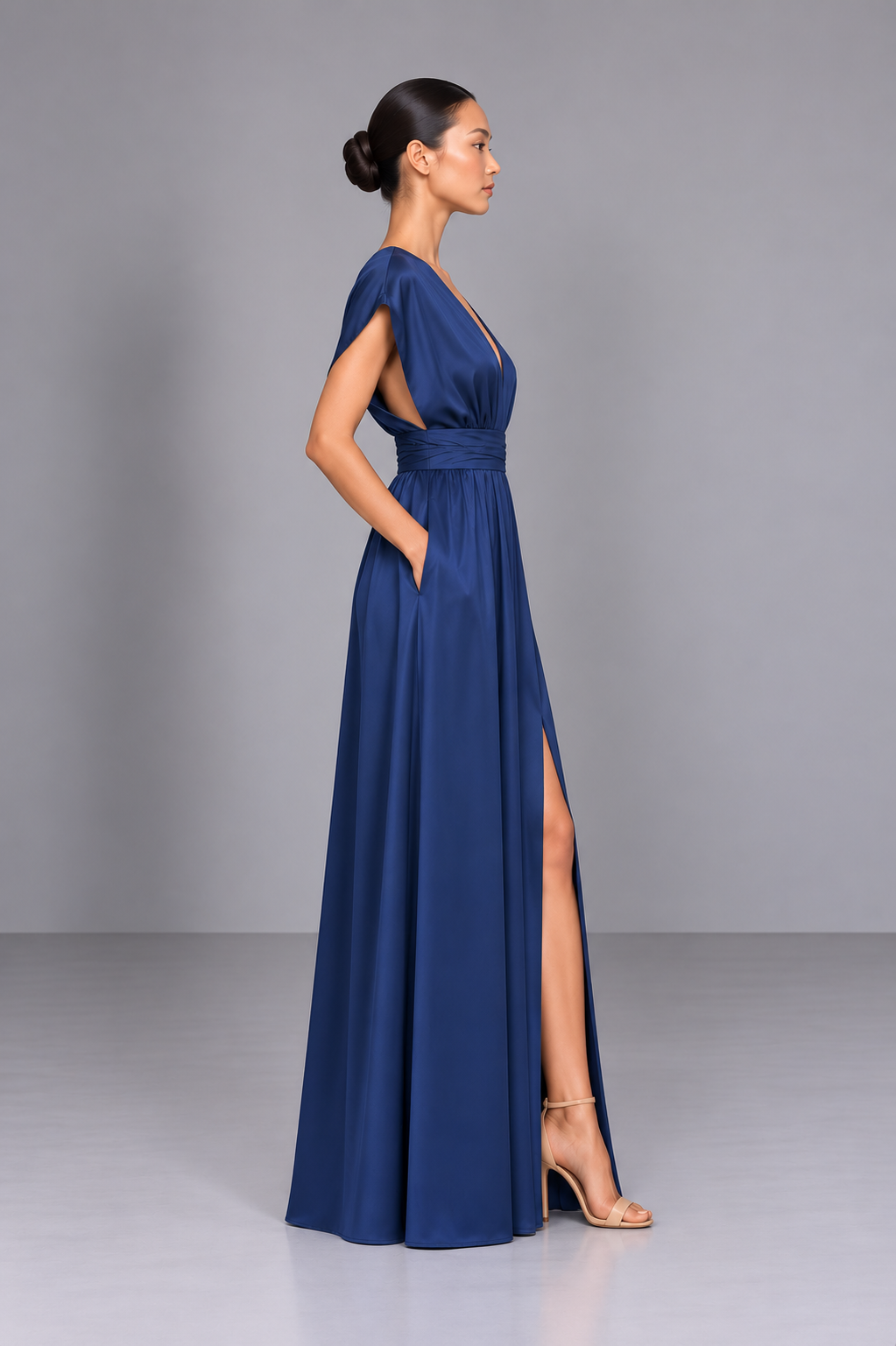 Vestido July Azul Seda